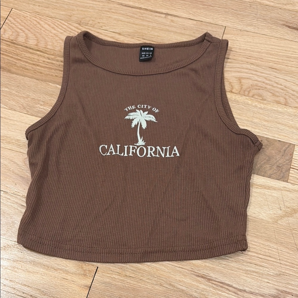 SHEIN Brown California Tank Top